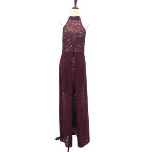 NEW Venus Womens Small Dress High Low Lace Floral Wine Formal Party